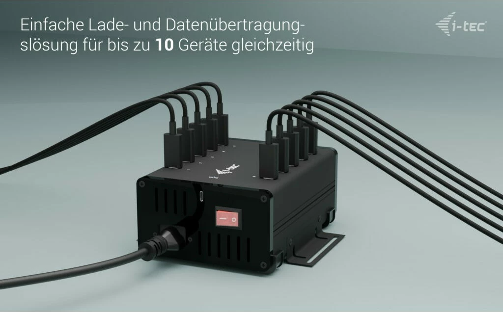 HUB USB-C I-Tec, 10 porta, 15W për portë, Plug & Play, i zi