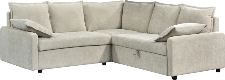 Kënd-sofë krevate Lounivo, material stofë bezhë, 215x215x84cm