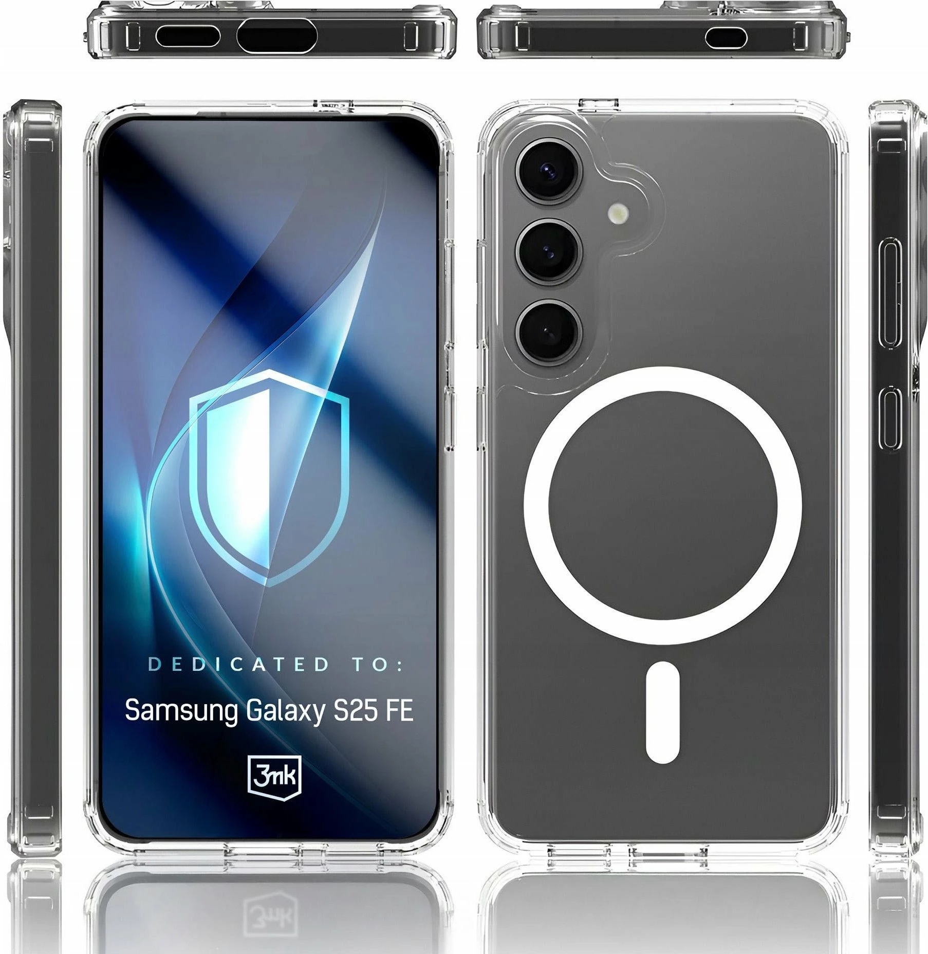 Mbështjellës 3MK Armor MagCase për Samsung Galaxy S25 FE, MagSafe, Military Grade, 1.5 mm, transparent