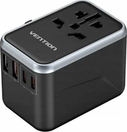 Adapter universal udhëtimi me karikues Vention 65W, i zi