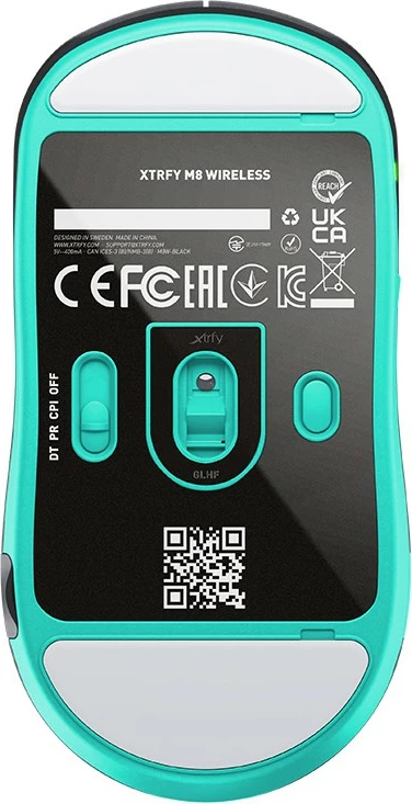 Maus Cherry XTRFY M8, Ambidextrous, Optical, RF Wireless + USB Type-C, 26000 DPI, Ngjyrë e zezë