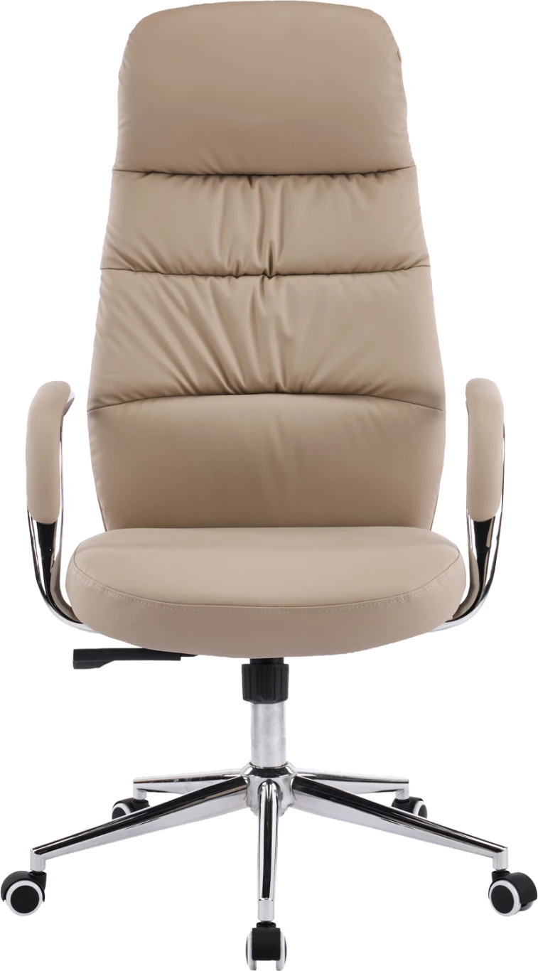 Karrige zyre TEETER, lëkurë PU bezhë, bazë kromi, 67x66x121cm