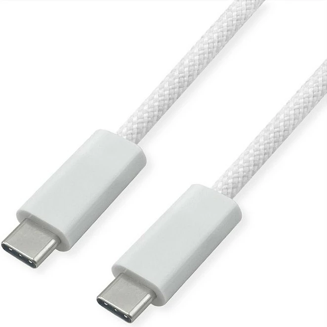 Kabllo USB-C ROLINE 11.02.8341, USB4 Gen 3x2, 2m, 40 Gbit/s, USB PD 240W, e bardhë