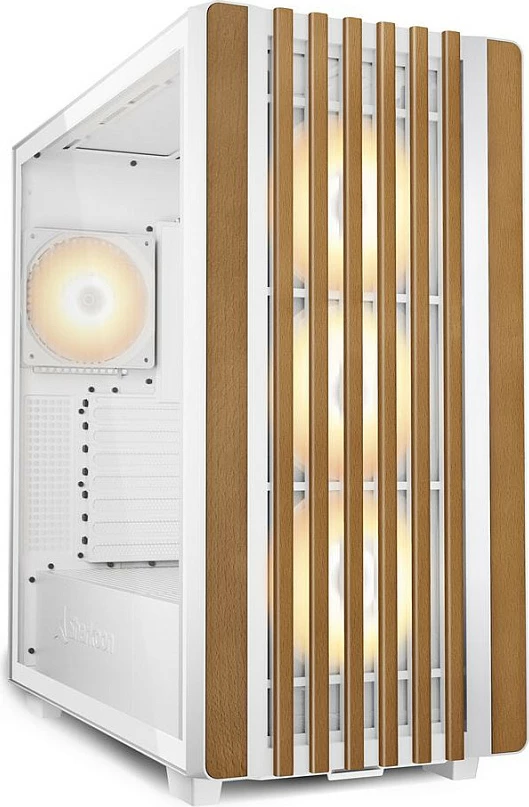 Kasë SHARKOON Rebel C70G RGB, Full Tower ATX, xham i temperuar, 3x120mm fan, White/Wood