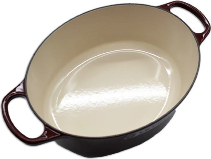 Tenxhere gize ovale, Le Creuset Signature Roaster 29 cm, me kapak, Rhone e kuqe e errët