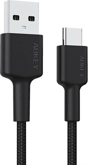 Kabllo USB-C në USB-A AUKEY CB-CA2 OEM 2m PD 60W 3A 20V najlon e zezë set me rrip Velcro