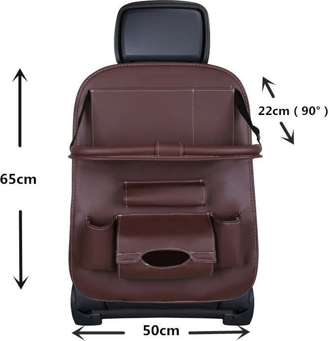 Organizator për ulëse makine NoName me tavolinë mini, eko-lëkurë, mbajtëse tableti, bezhë, 1 copë