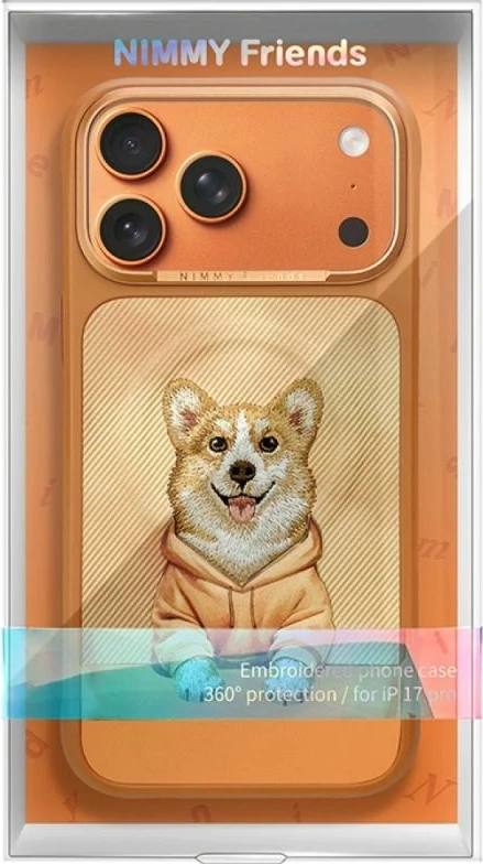 Kapak MagSafe Nimmy Gentle Pets Series Dog për iPhone 17 Pro, portokalli