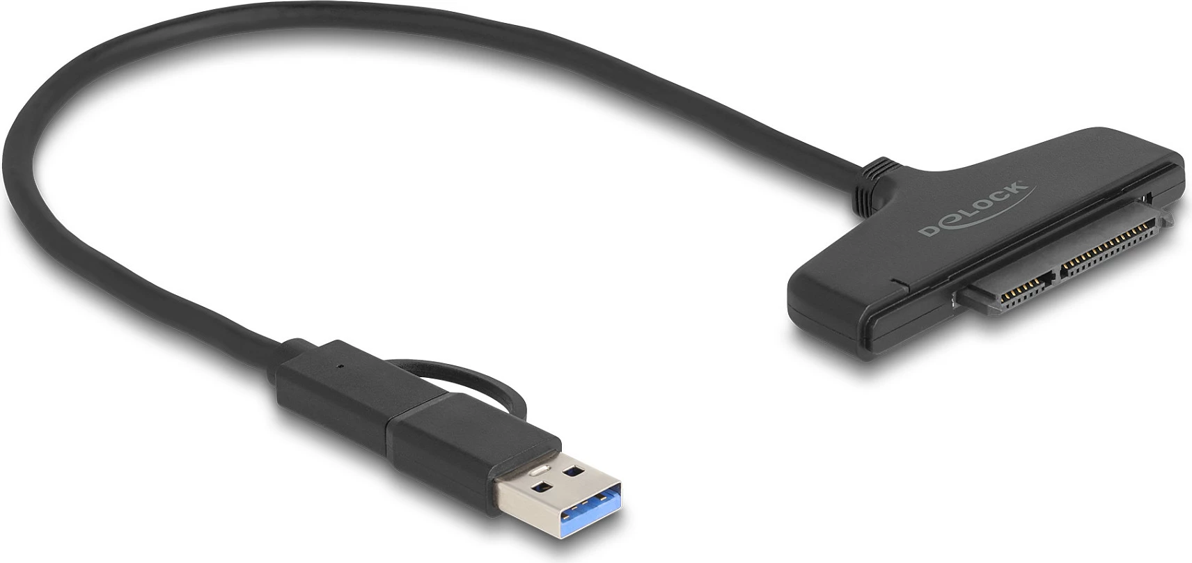 Konvertues DeLOCK USB-C/USB-A në SATA III 22-pin, 0.3 m, 5 Gbit/s, i zi