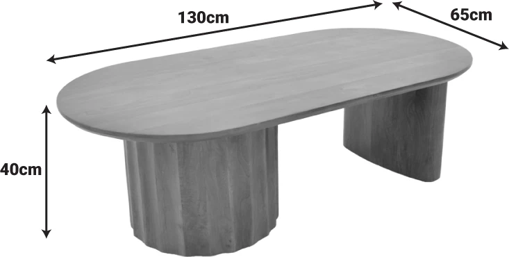 Tavolinë kafeje Flute, dru mango masiv, ngjyrë wenge, 130x65x40cm