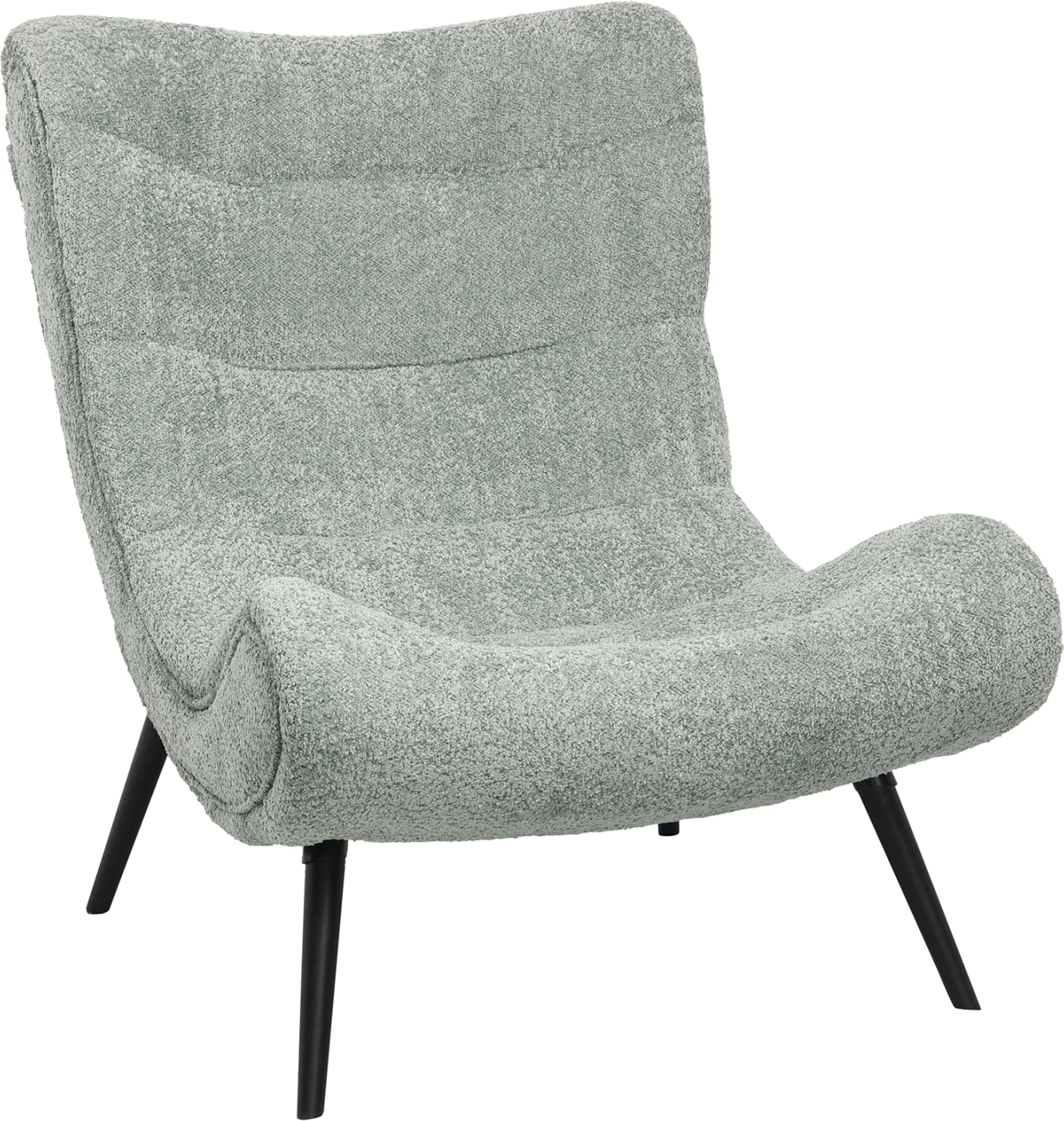 Karrige BRYM FH9605.05, ngjyrë fistik, pëlhurë boucle, këmbë druri të zeza, 97x80x100H cm