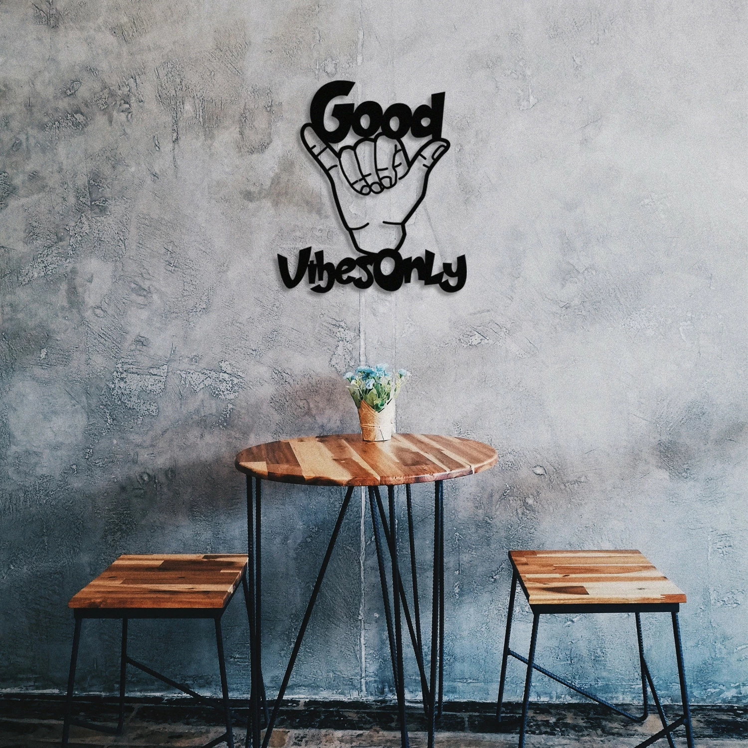 Aksesor dekorativ metalik për mur, Wallity, Good Vibes Only