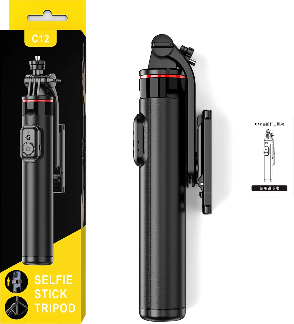 Shkop selfie me tripod, Wozinsky WC1Y2S, 1.31 m, kontrollues Bluetooth 5.2, filetë 1/4", i zi