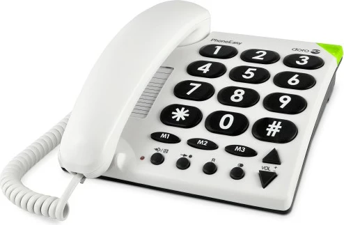 Telefon analog Doro PhoneEasy 311c, Butona të mëdhenj, Bardhë