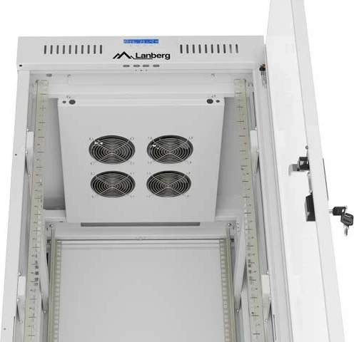 Kabinet rack LANBERG 19" 32U 600x800, derë e xhamtë, stojë, gri