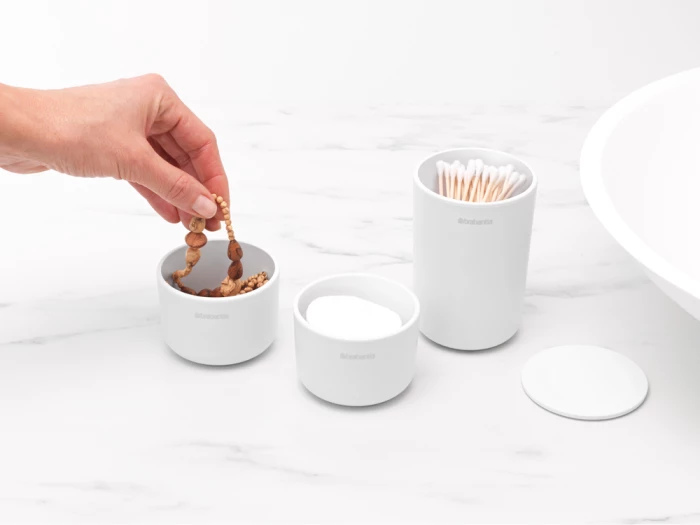 Kavanozë ruajtës për banjo Brabantia ReNew 281327, të grumbullueshëm, set 3 copë, të bardhë