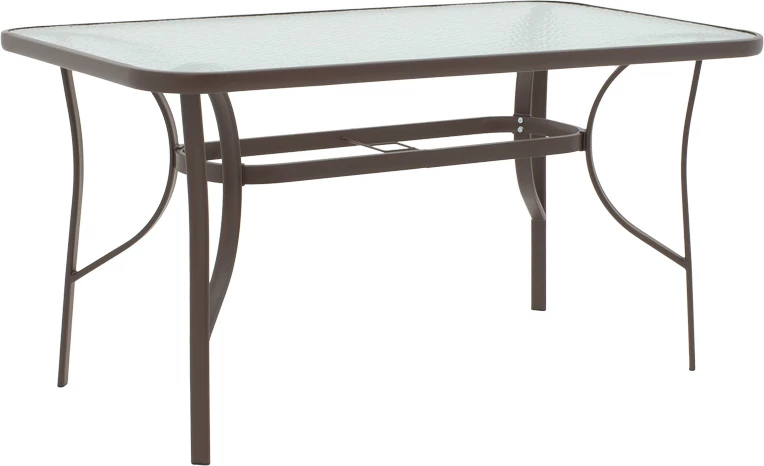 Tavolinë me karrige Ensure-Obbi, 5 copë, metal, ngjyrë kafe, 140x80x70cm