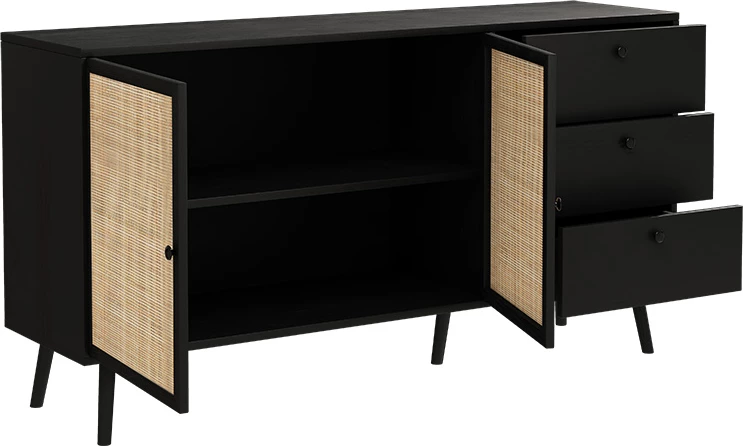 Bufe Oslo, ngjyrë zezë-natyrale, 150x39x79cm