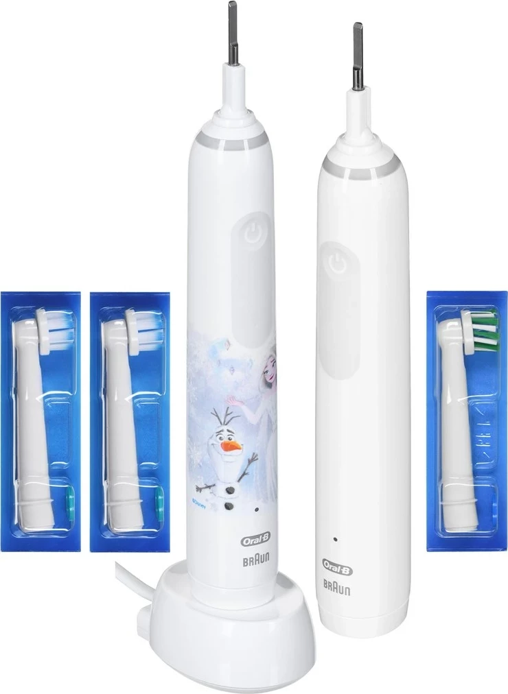 Set furça dhëmbësh elektrike Braun Oral-B Pro 3 3000 White + Oral-B Junior Frozen 6+, 2 copë, e bardhë