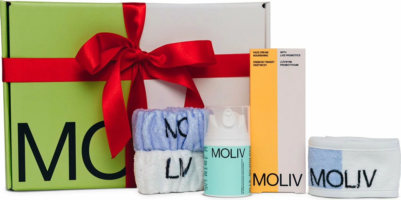 Set kujdesi për fytyrë MOLIV Classic Care, OleoGel 50 ml + krem ushqyes 30 ml + aksesorë SPA (shirit koke & mansheta)