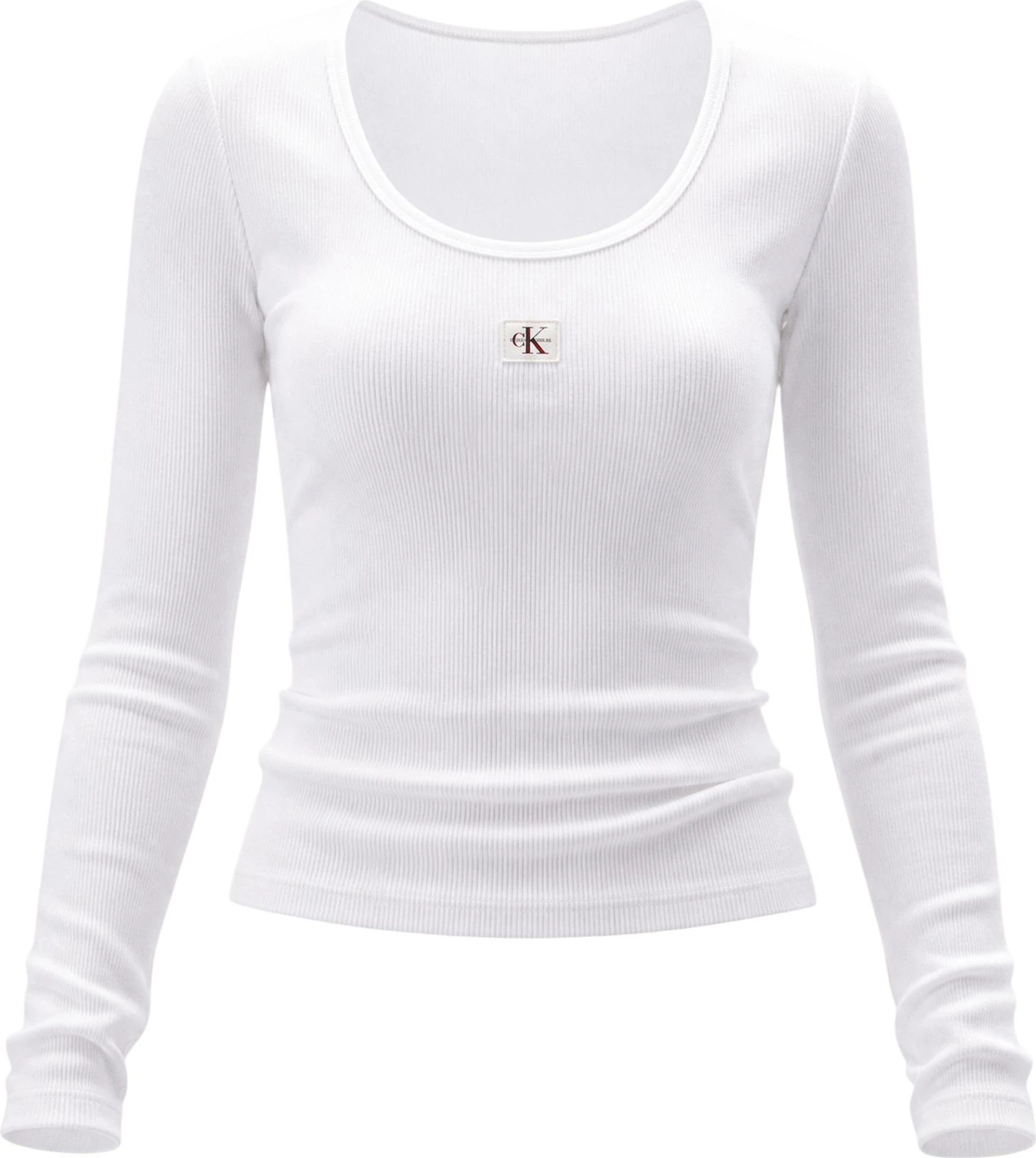 Maicë crop me mëngë të gjata Calvin Klein Jeans LV047D218G për femra, e bardhë [Madhësia: M]