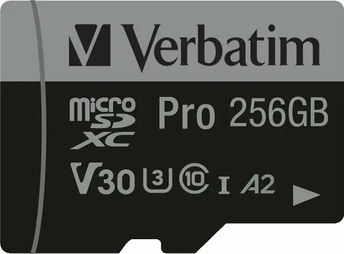 Kartë memorie microSDXC Verbatim Pro 256GB Class 10 UHS-I/U3 A2 V30, me adapter