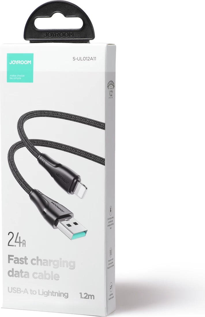 Kabllo Joyroom Surpass Series A11, USB-A në Lightning, 1.2 m, 2.4A, e zezë