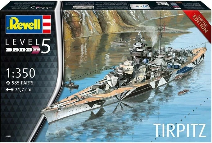 Model plastik anije Revell Tirpitz REV-05096, shkallë 1:350, 585 pjesë, gjatësi rreth 71.7 cm