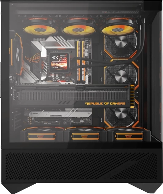 Kasë kompjuteri Darkflash DY460 (e zezë) + 4 ventilatorë ARGB