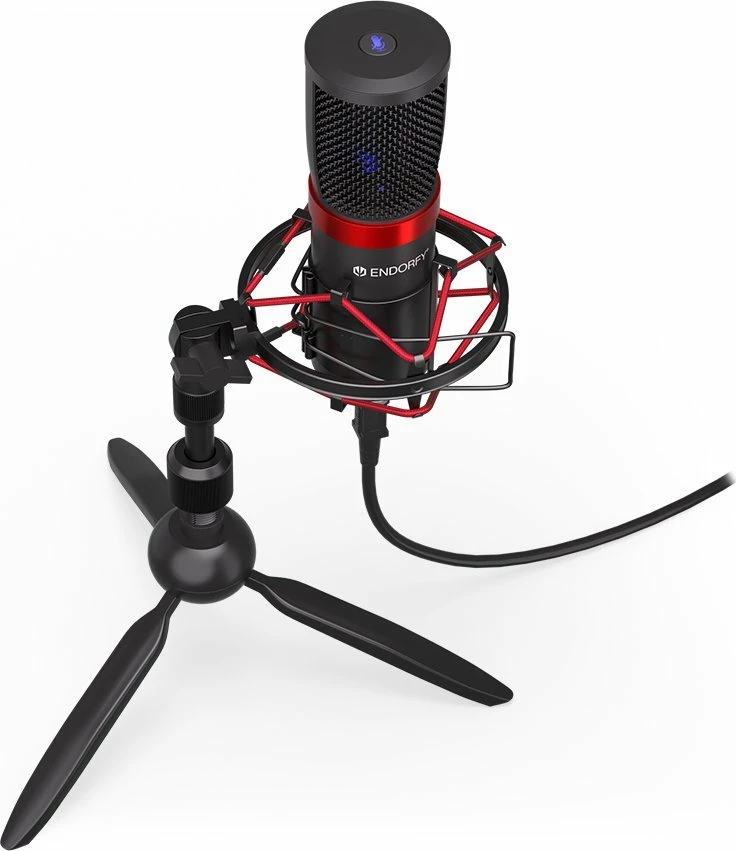 Mikrofon Endorfy Solum Streaming T EY1B003, USB, kardioid, me tripod, zi/kuqe