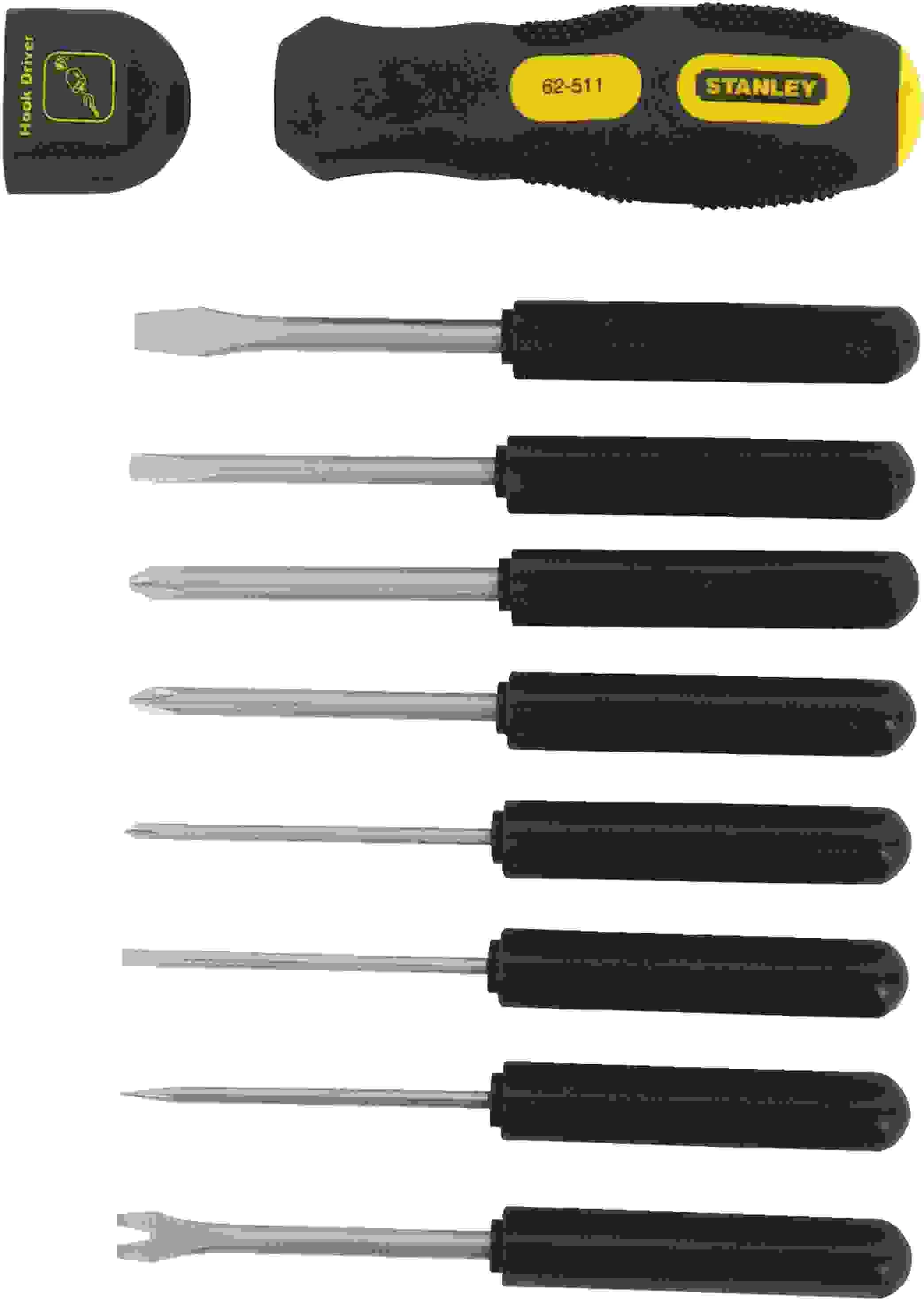 Set kaçavidë me maja të ndërrueshme Stanley 0-62-511, 10 copë, zi/verdhe