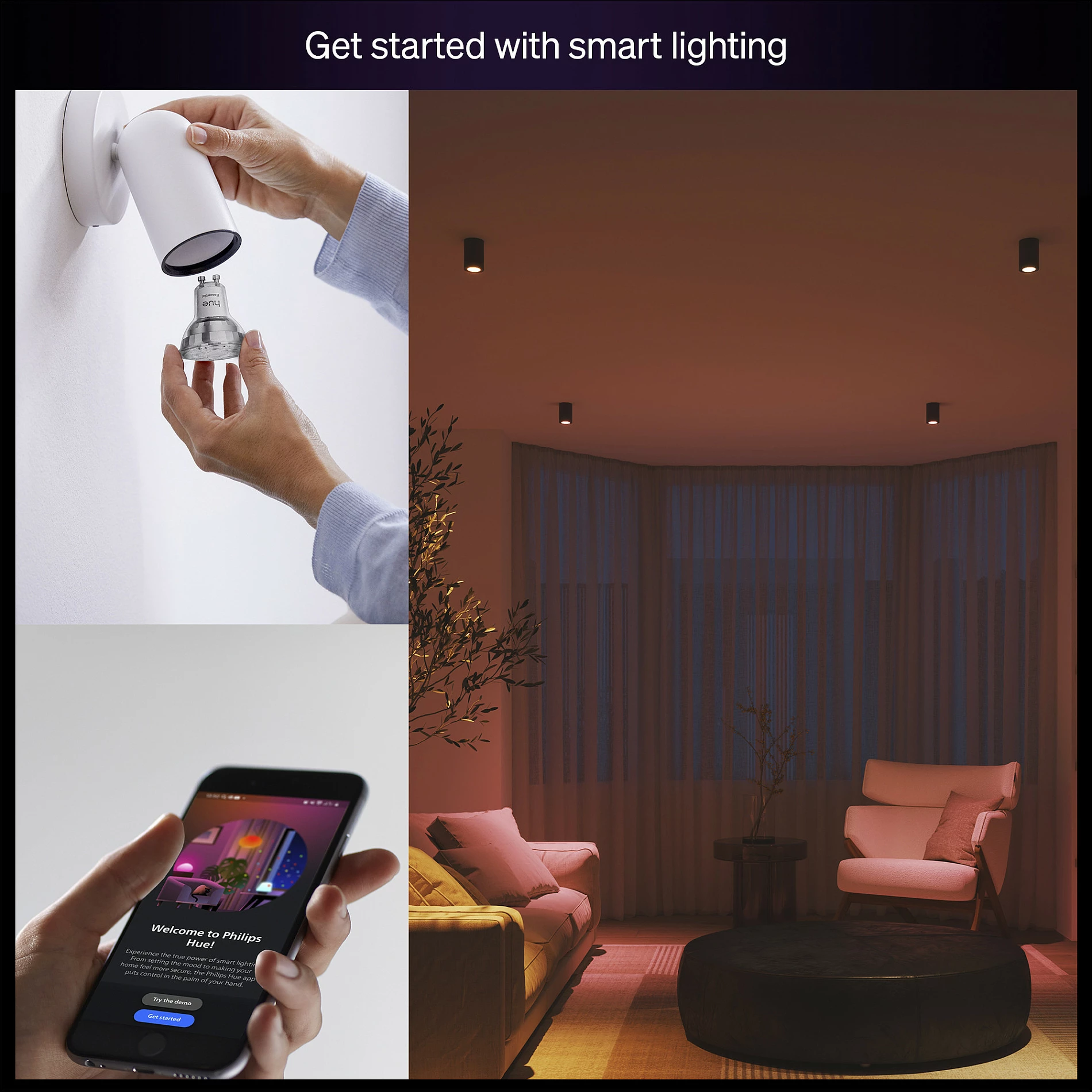Llampa smart Philips Hue Essential WCA 345 GU10 3 copë