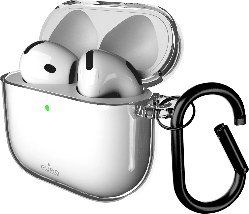 Mbështjellës TPU për AirPods 4 Puro 0.3 Nude, ultra i hollë, me karabinë, transparent