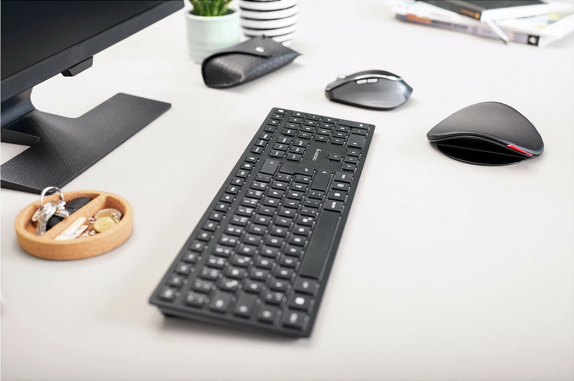 Tastierë Cherry KW 9100 SLIM, wireless RF + Bluetooth, QWERTZ (CH), me numpad, e zezë
