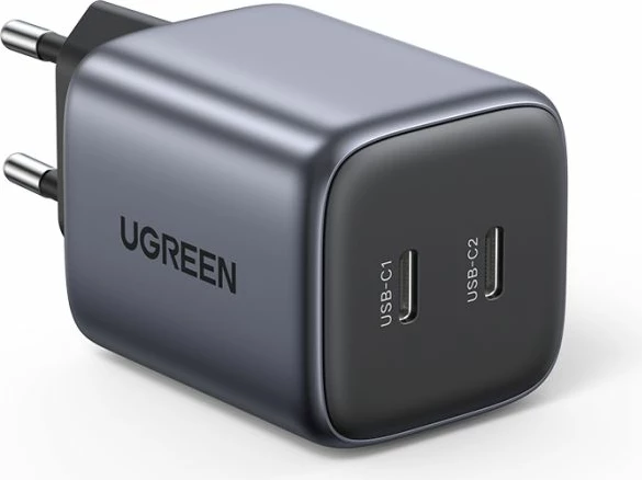 Karikues USB-C UGREEN Nexode 45W GaN II PD 3.0, 2x USB-C, gri