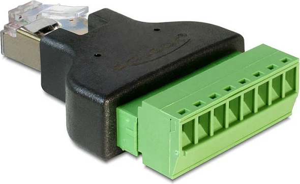 Adapter RJ45 DeLOCK 65389, terminal bllok 8P, i zi/jeshil