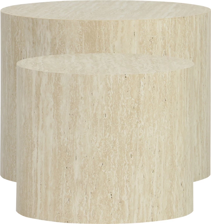 Set tavolinash anësore Zonar, pamje travertini, MDF, 2 copë