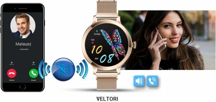 Smartwatch për femra VELTORI, rozë