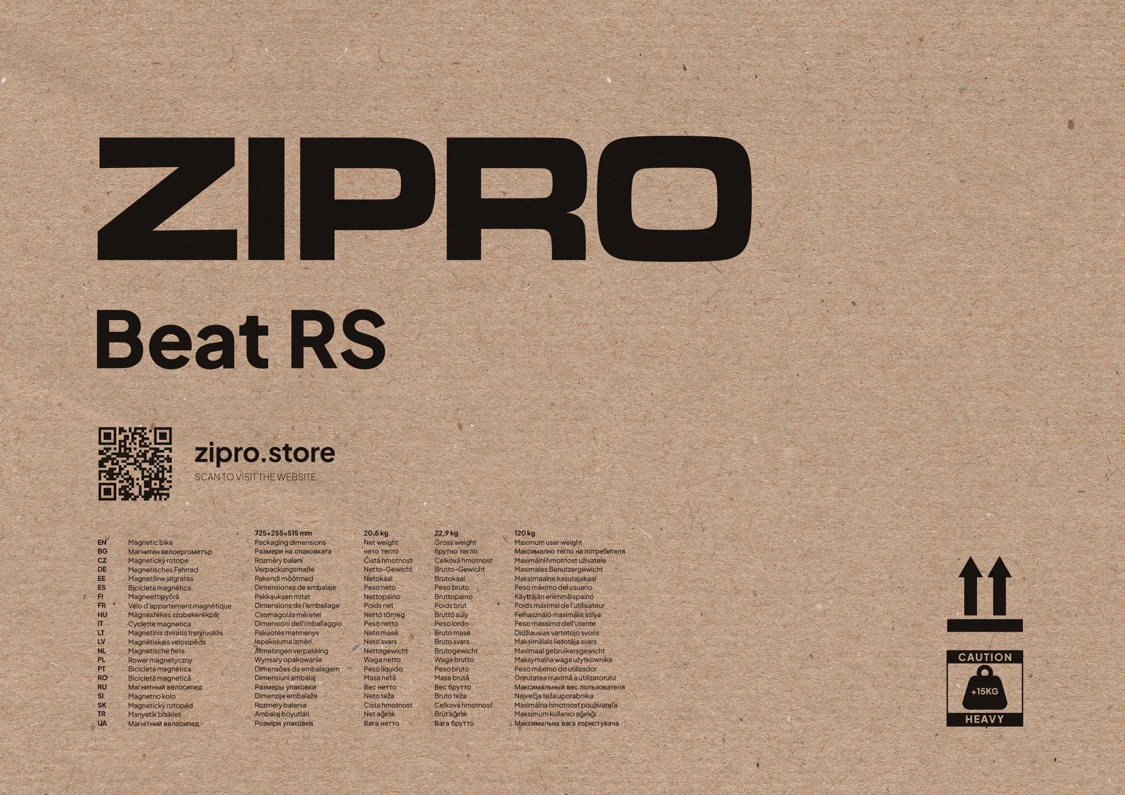 Biçikletë stacionare Zipro Beat RS, rezistencë magnetike, vertikale, 8 nivele, max 120 kg, e zezë