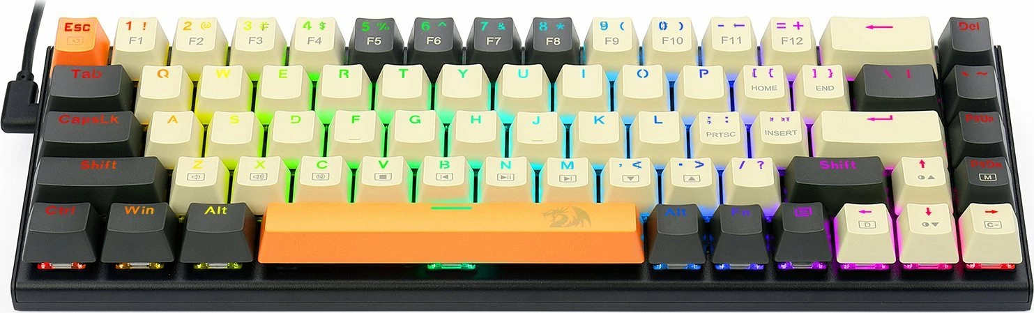 Tastierë mekanike gaming Redragon K633 Ryze K633CGO-RGB, 65%, Red Switch, RGB, USB-C, US layout, e zezë