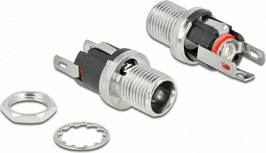 Konektor DC DeLOCK 5.5 x 2.5 mm female bulkhead, 12 mm, 16 V, 3 A, çelik inox