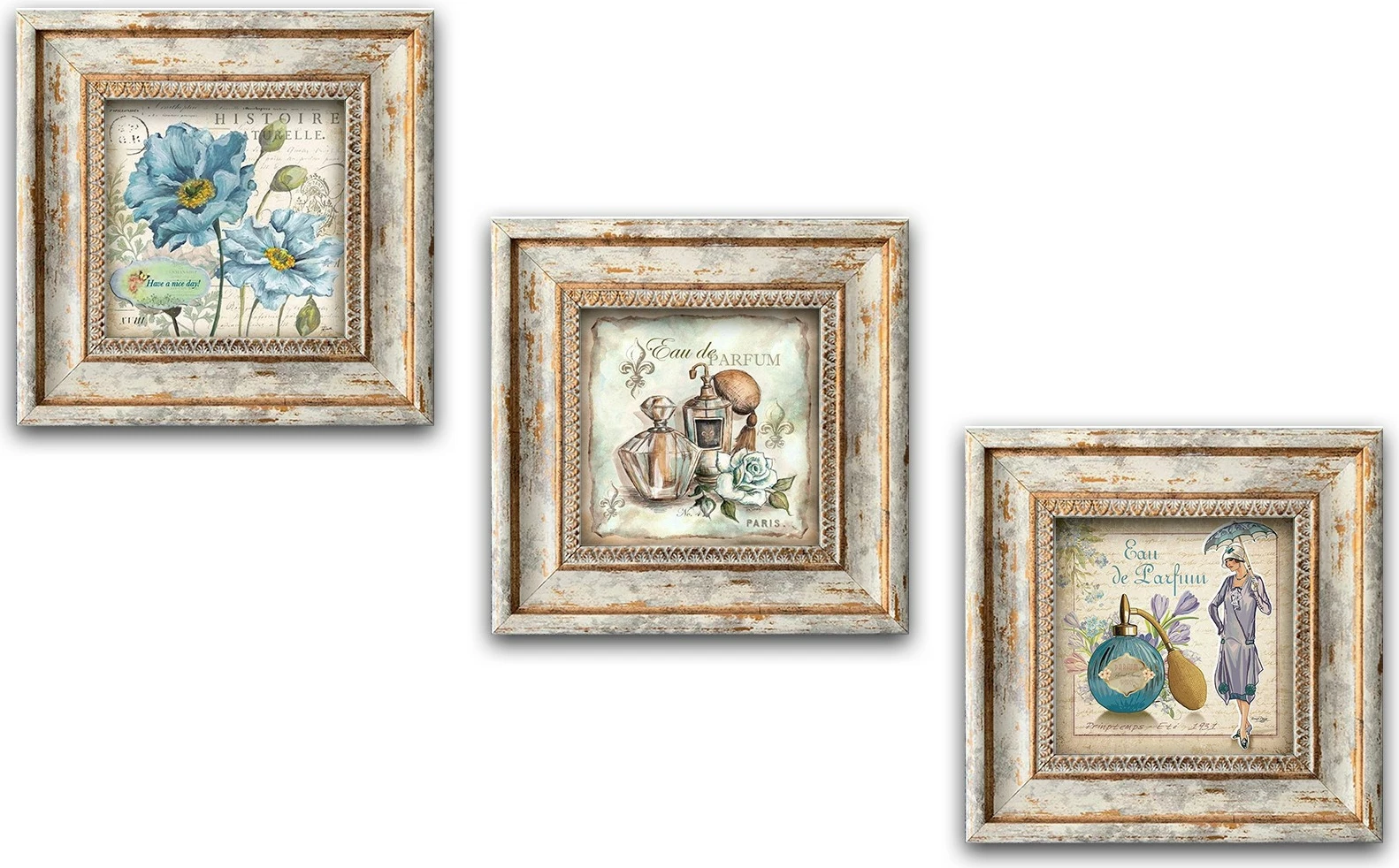 Set pikturash dekorative me kornizë MDF, shumëngjyrëshe, Wallity, Huhu319, 3 copë, 20x20cm