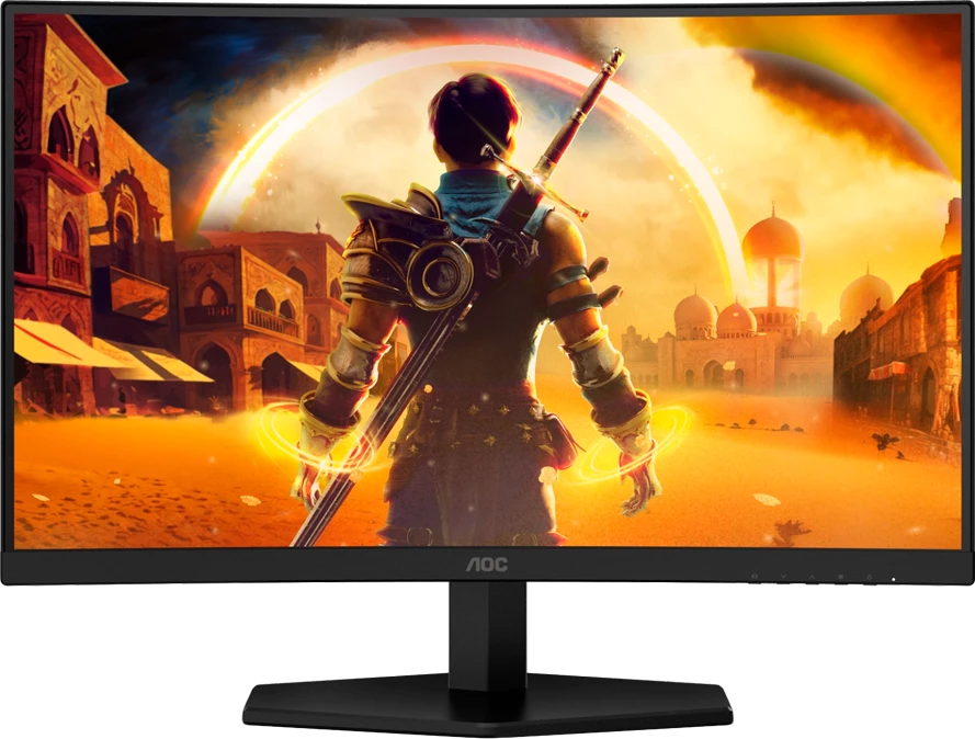 Monitor gaming AOC C24G42E 24" Full HD 180Hz VA i lakuar 1500R, HDR10, Adaptive Sync, altoparlantë, zezë/kuqe