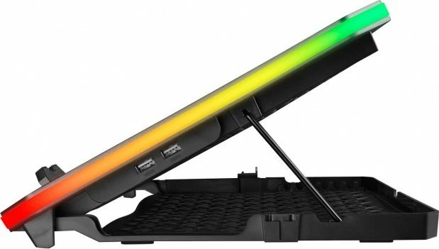 Pllakë ftohëse për laptop Rampage Metafor për 10-19", 6 ventilatorë, RGB, 2x USB 2.0, e zezë
