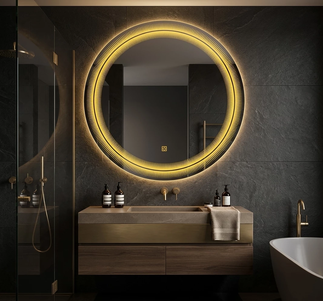 Pasqyre me LED dhe Touch Sensor, Modeli me Xhemba (LED i Ngrohte / LED i Ftohte) - Pasqyre per Banjo 