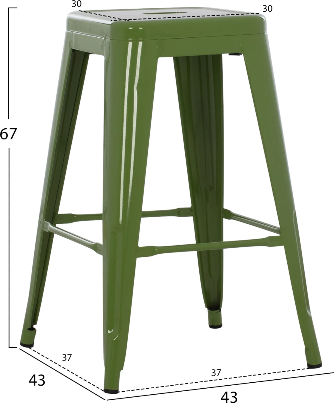 Karrige për bar mesatare MELITA FH8573.53 metalike ngjyrë ulliri e çelët 43x43x67Hcm.