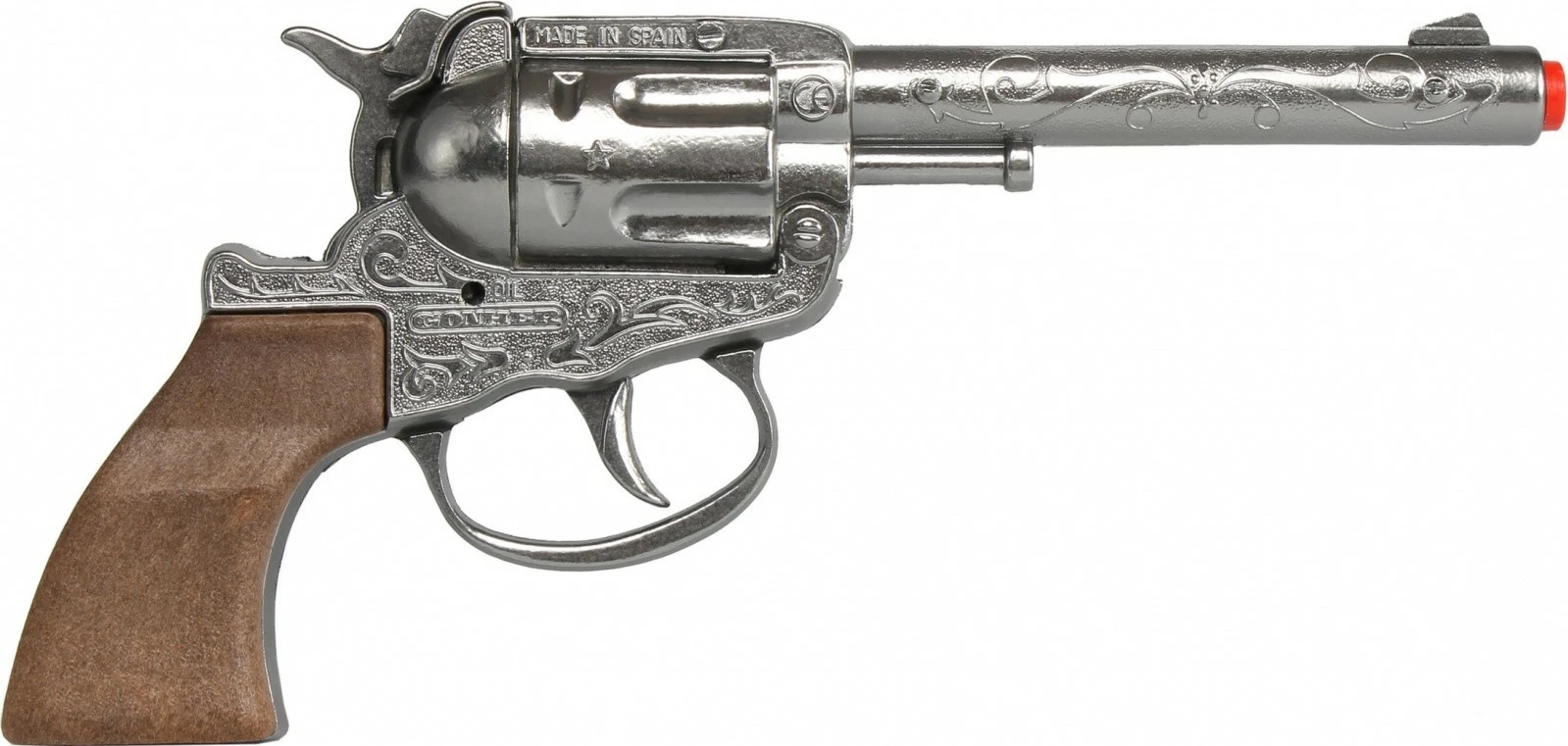 Revolver lodër Pulio Gonher Cowboy 155101/0, metal, argjend, dorezë si dru