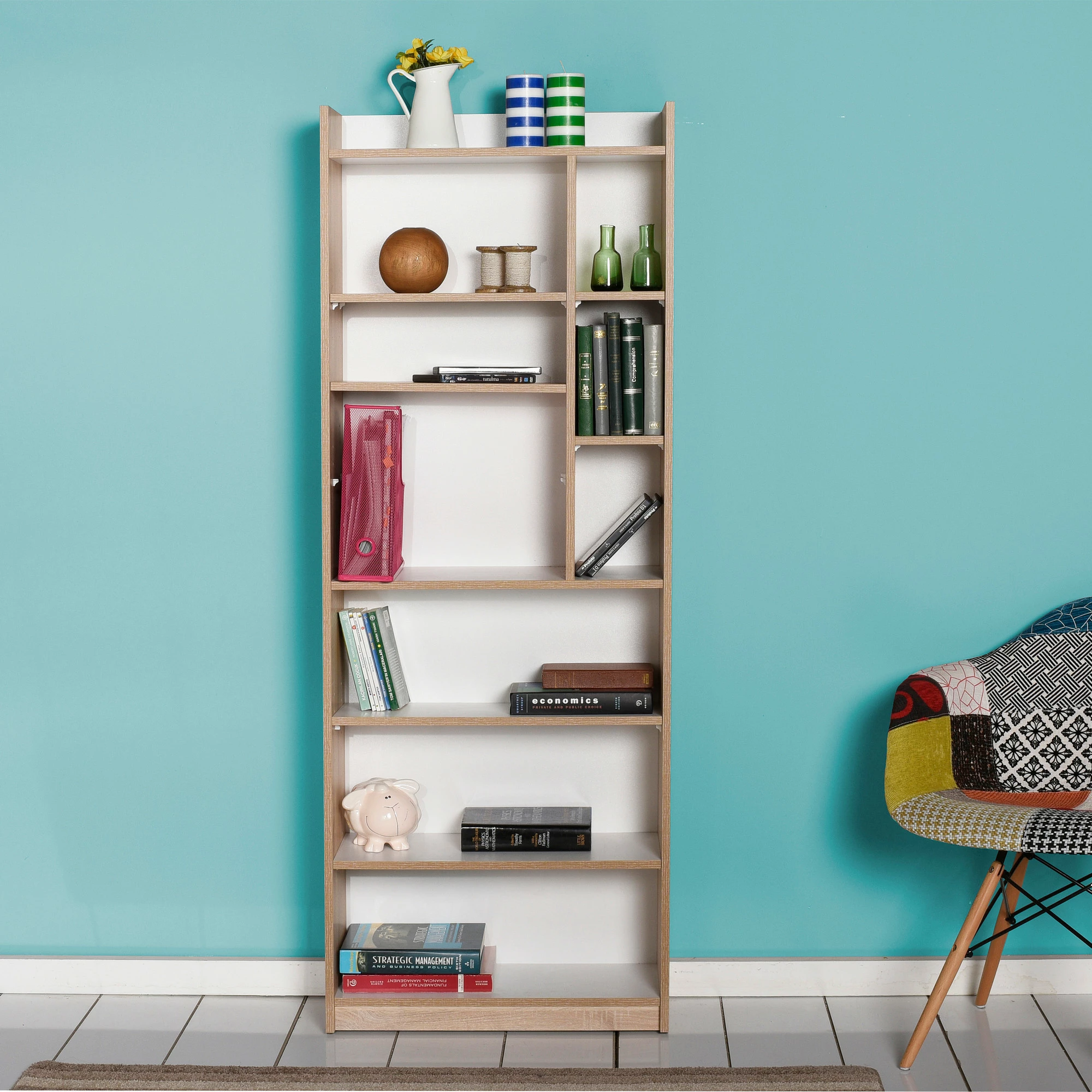 Raft librash Hanah Home, Ktp-779-Sd-1, ngjyrë sonomo dhe e bardhë, 63x176x26cm