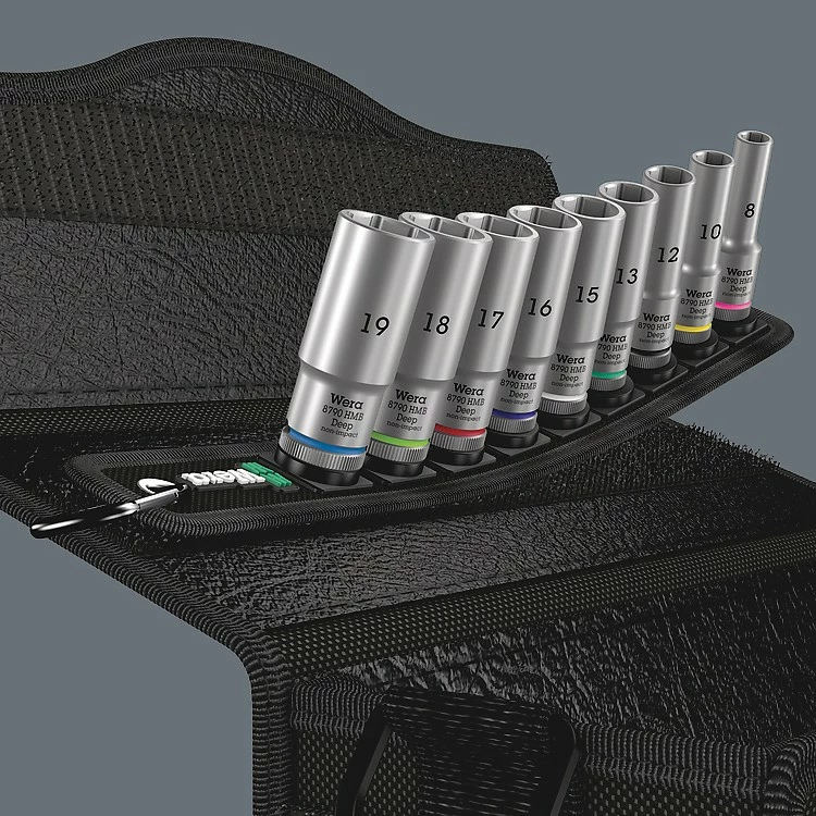 Set çelësa tubash Wera 05004545001, 9 copa, metrik, 3/8", 8-19mm, me kasë tekstili