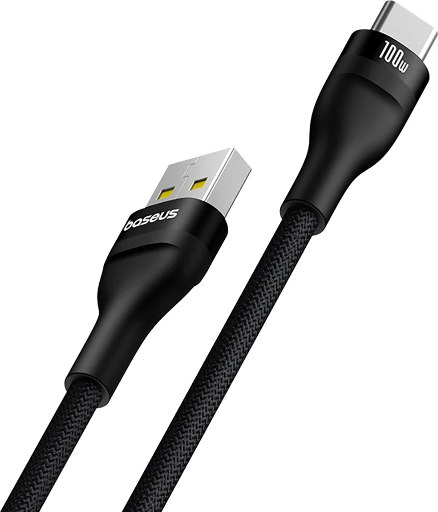 Kabllo Baseus Flash 2, USB-A në USB-C, 1m, 100W, e zezë